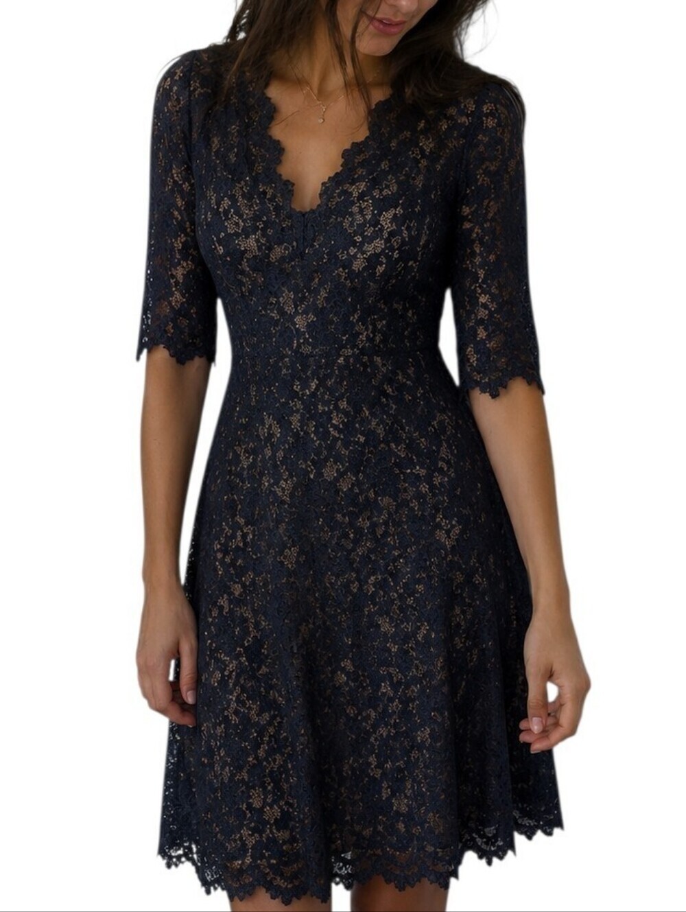 BCBGMaxAzria Dress Women Small Black Lace Babydoll